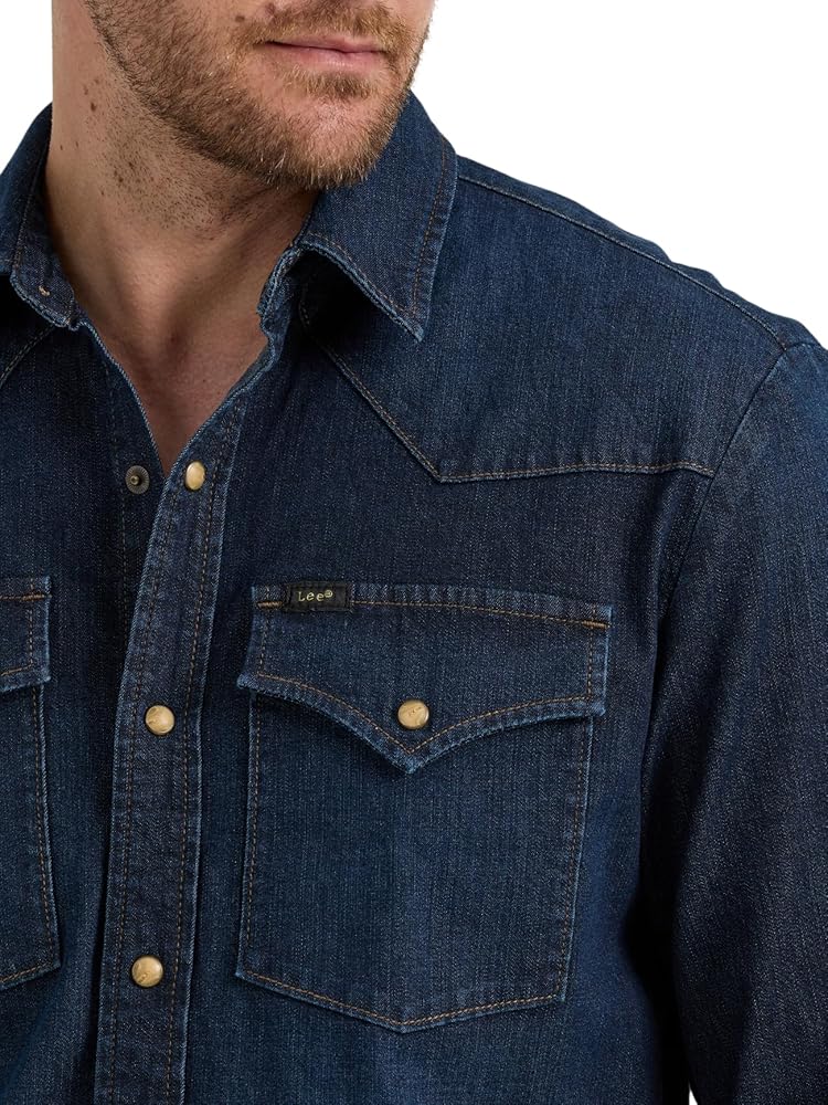 Amazon.com: Lee Men's Heritage Western Shirt, Inky Blue